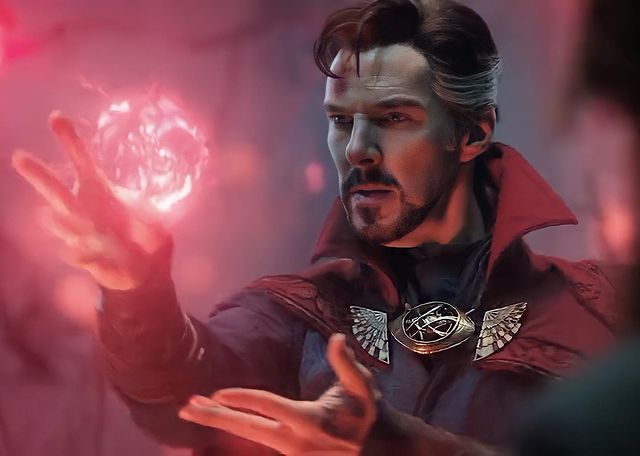 Hal Auden Cumberbatch in the costume of Dr. Strange.